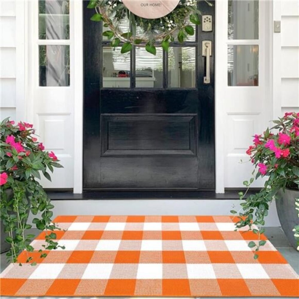 Cotton Buffalo Plaid Check Rug‎ Outdoor Doormat 27.5 x 43 Inches Washable Woven